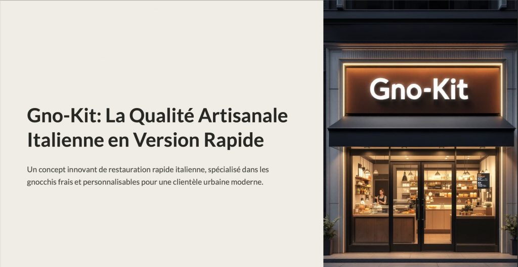 première de couverture d'un diaporama sur le buisness plan d'une marque de fast food fictive