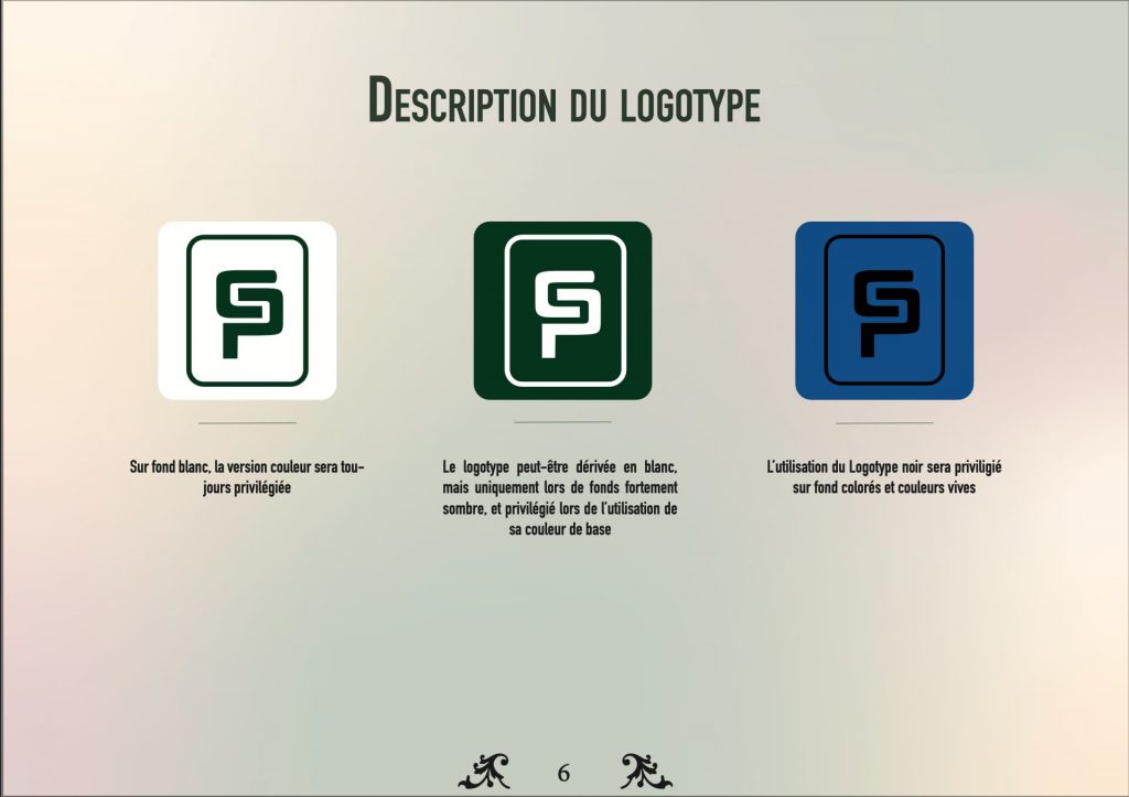 représentation du logotype sous plusieurs couleurs