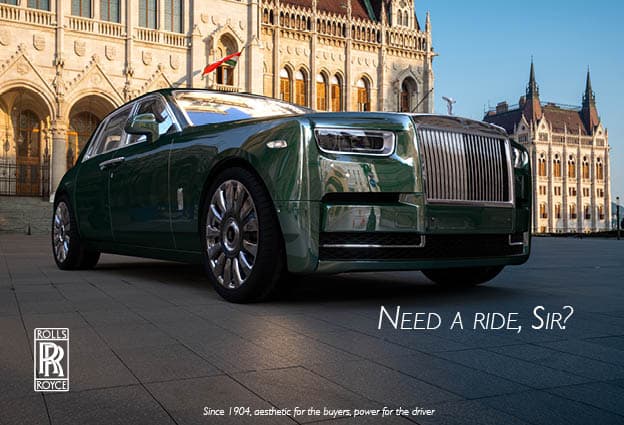 encart presse pour rolls royce: 'need a ride sir?'