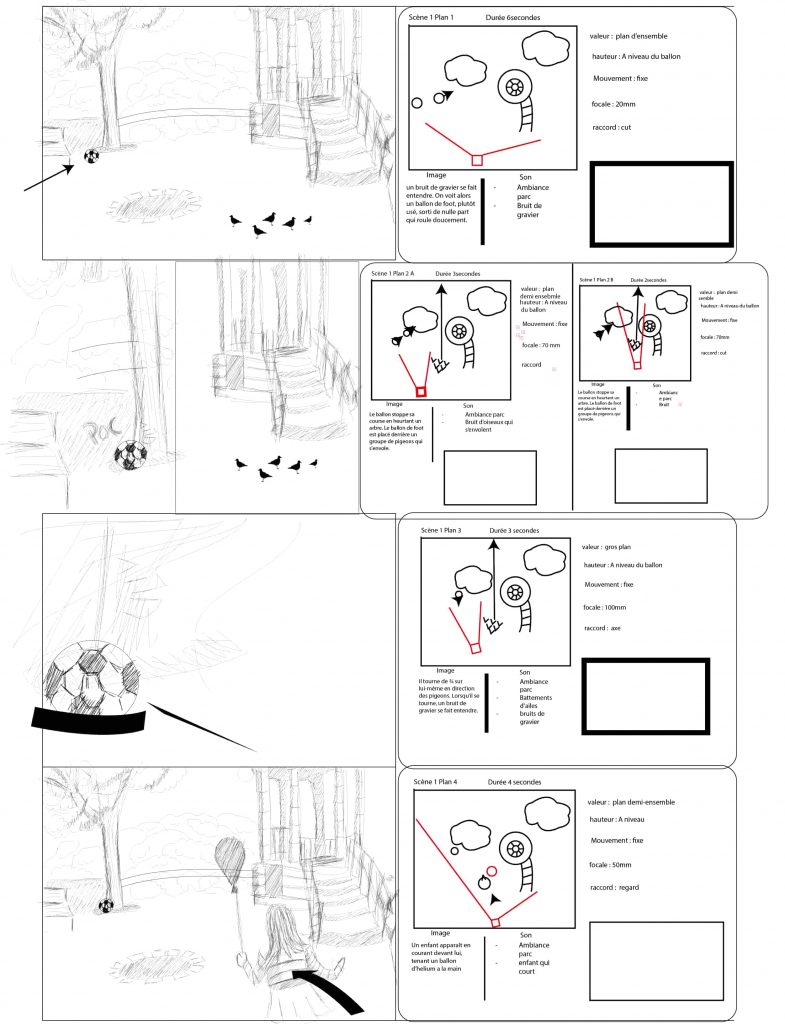 storyboard, scène 1 à 4
